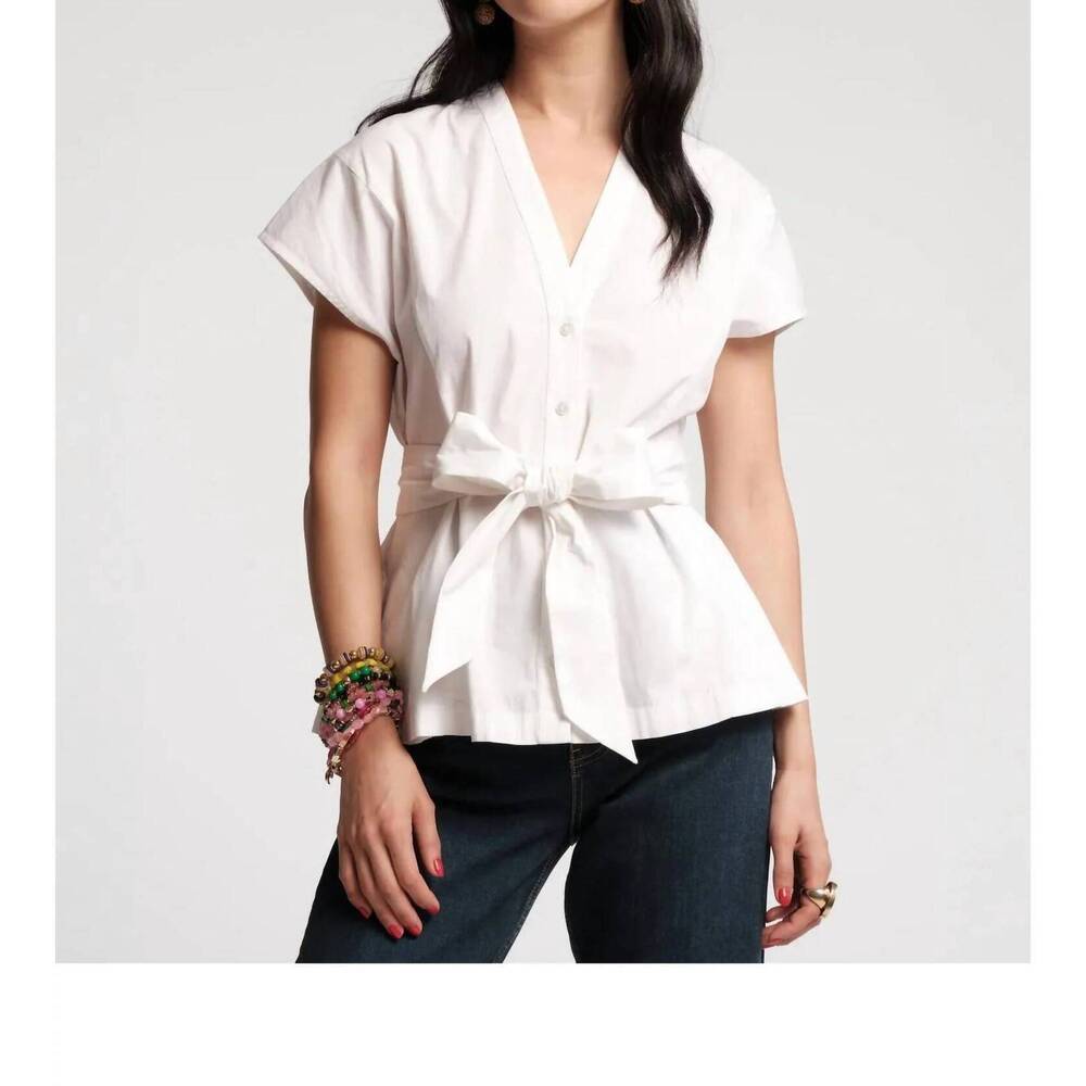 NEW FRANCES VALENTINE eve v-neck top in white